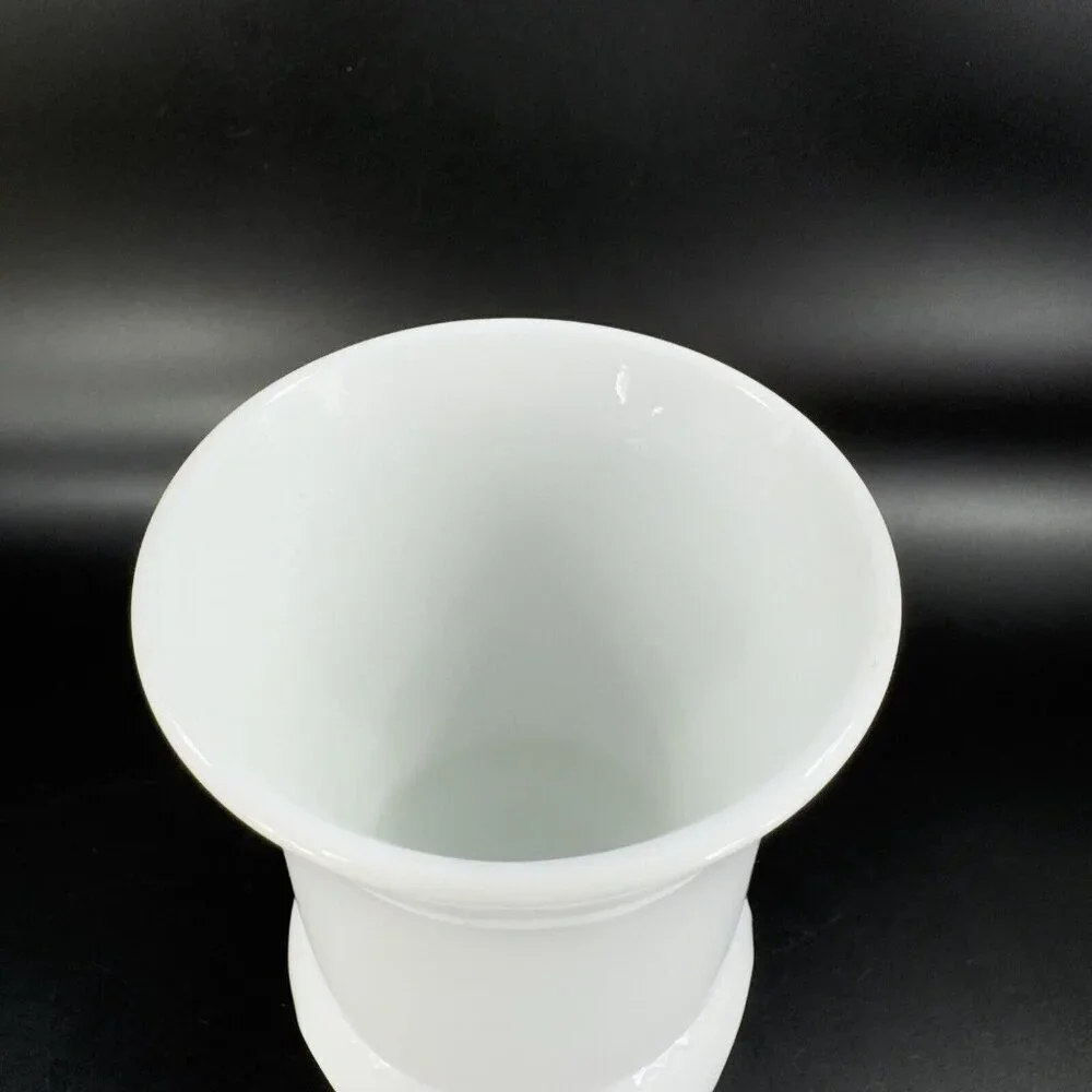 Vintage White Milk Glass Vase Vessel With Coin Dotted Pattern Bottom Glass Decor